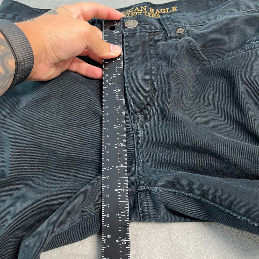American Eagle Core Flex Slim Straight Black Jeans Mens 32x32 (34x30) Distressed - Picture 5 of 16